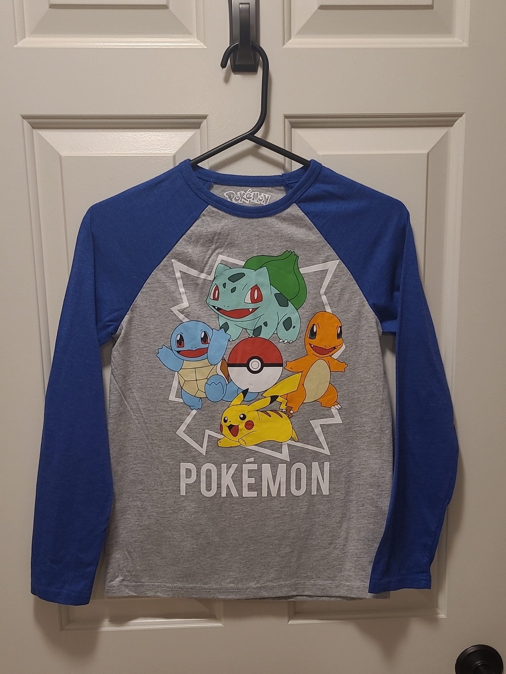 NWOT Kids' Pokemon Long-Sleeve Raglan Shirt - Gray & Blue